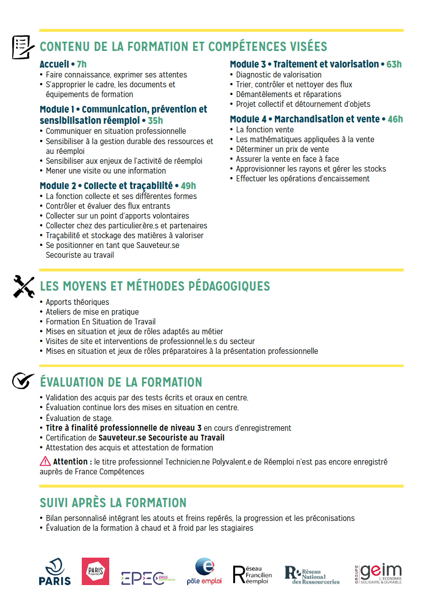 Formation technicien.ne polyvalent.e du réemploi_ressourcerie_la petite rockette_Paris Fabrik_02